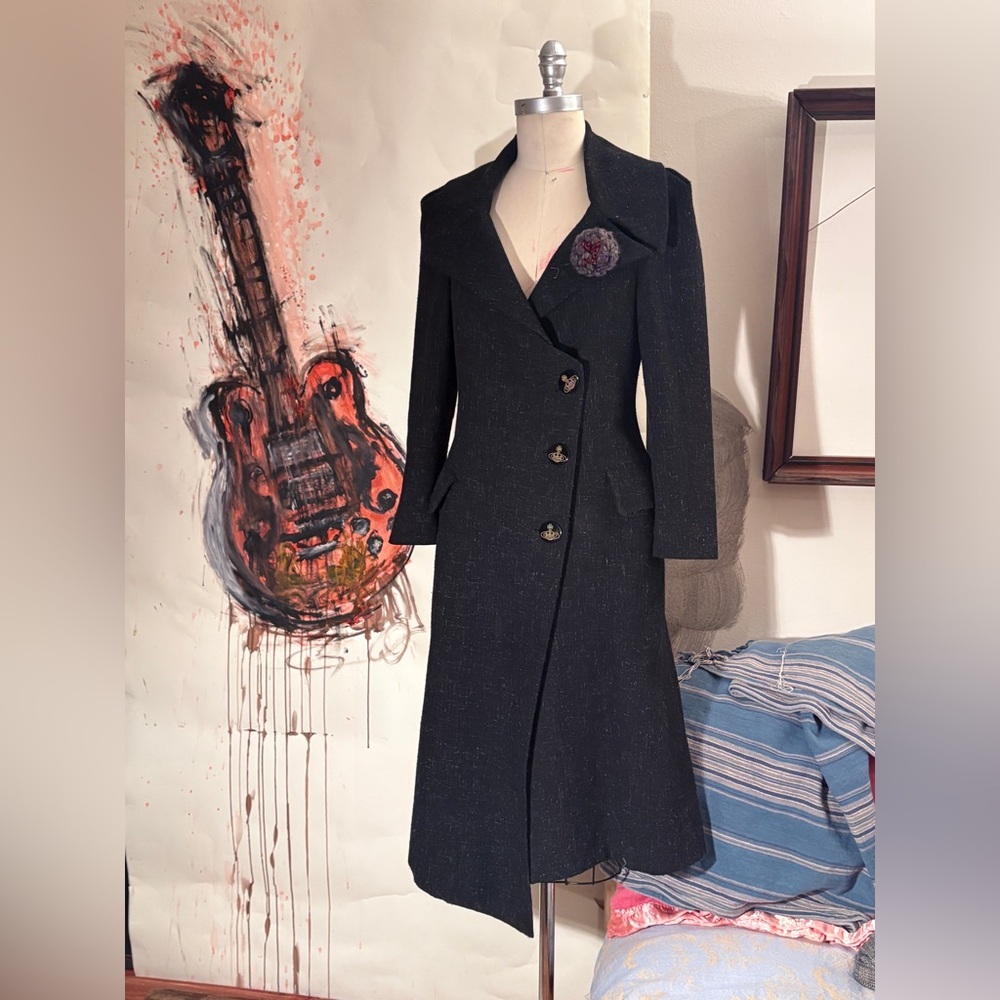 🥀 Vivienne Westwood Red Label Black Long Coat IT42 US6 M Wool Blend Tailored 🥀